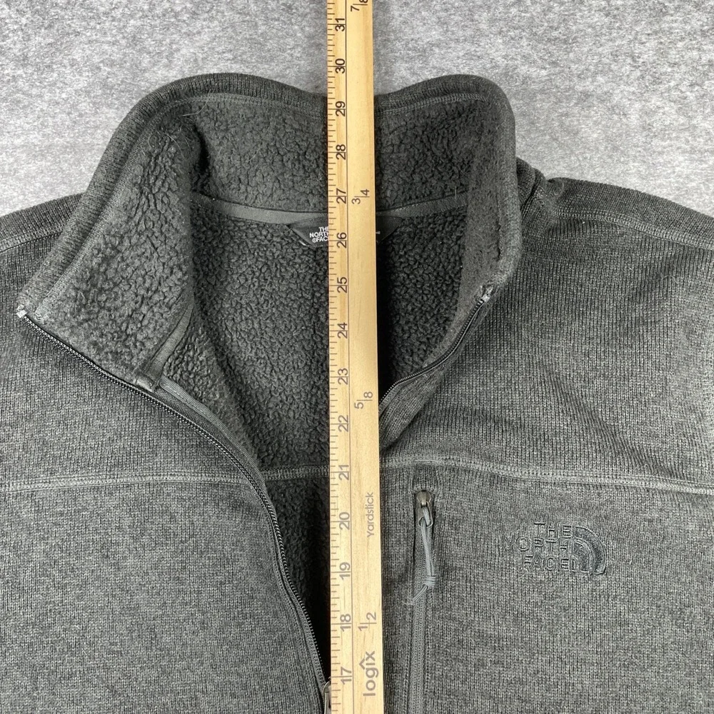 The North Face Fleece Pullover Mens L Gray Gordon Lyons Quarter Zip Sherpa Lined